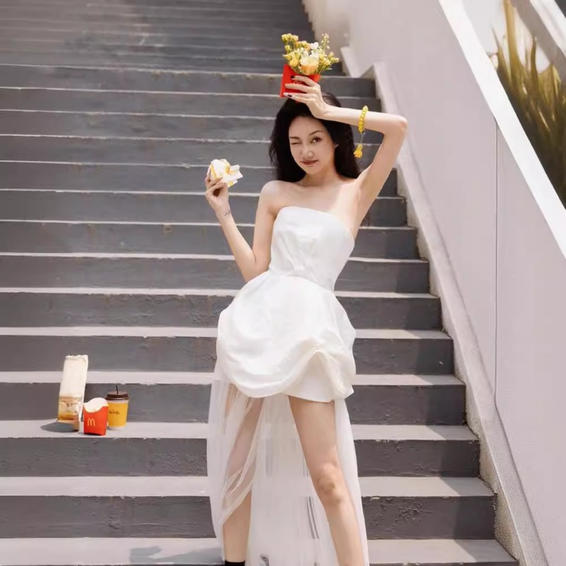 Outdoor Lighting In Photography - French White Strapless Morning Gown, Light
