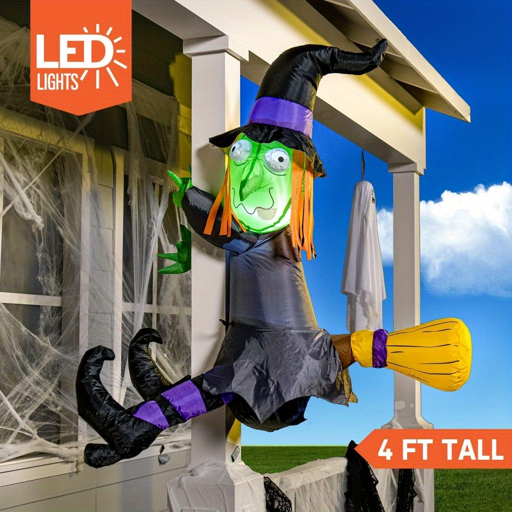 Outdoor Lighting Effects - 4FT Halloween Inflatable Witch with Build-in