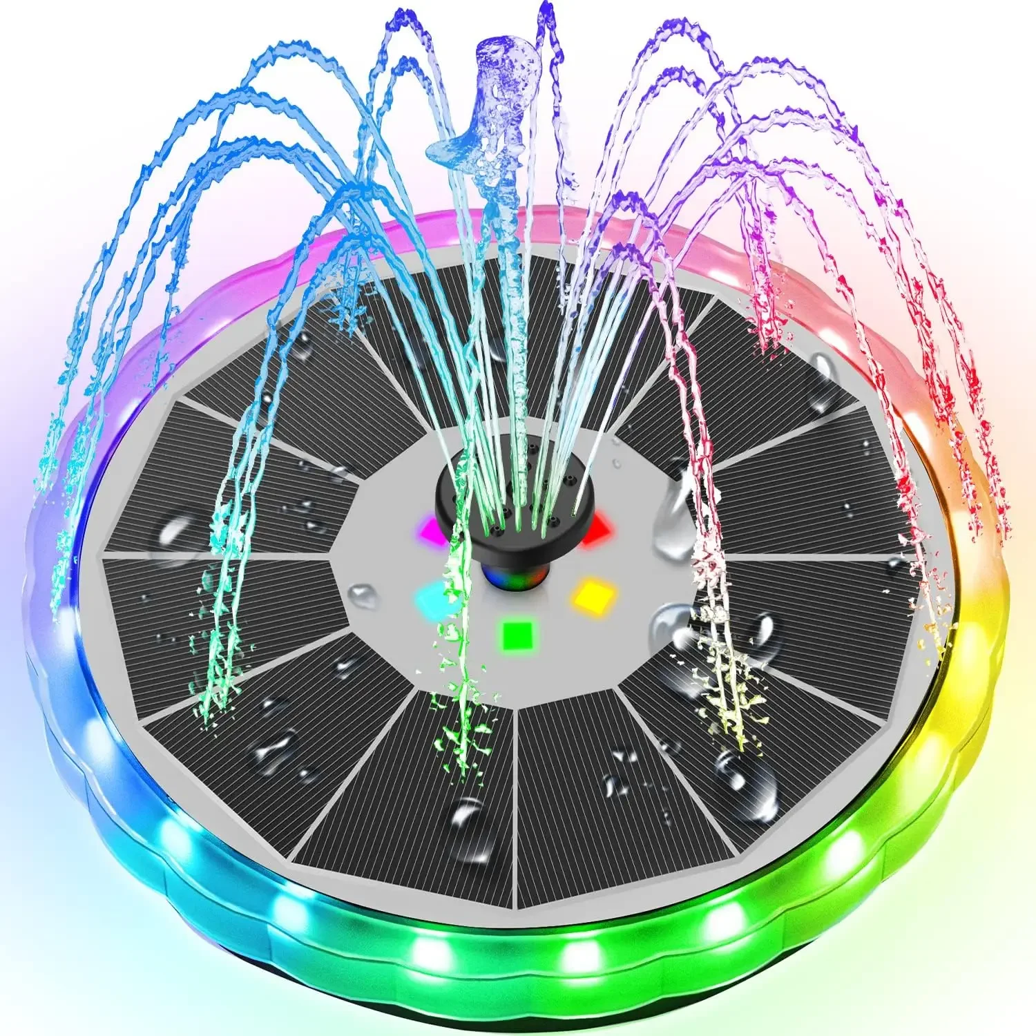 Outdoor Lighting Solar Panel - Solar Fountain with LED Lights Matte