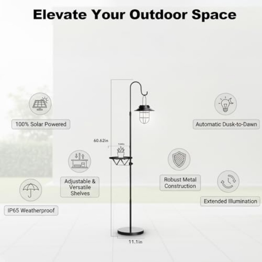 Solar Floor Lamp with Table, 6 - Outdoor Lighting For Patio review and price