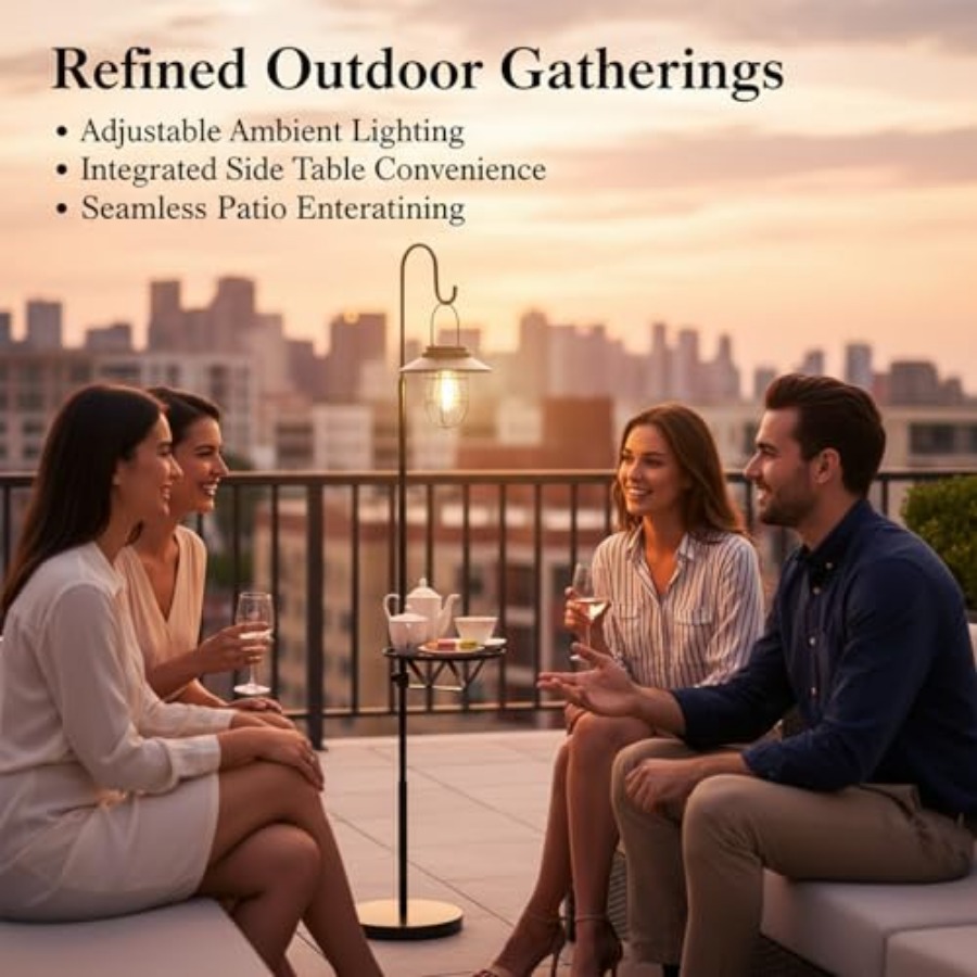 Solar Floor Lamp with Table, 6 - Outdoor Lighting For Patio review and price