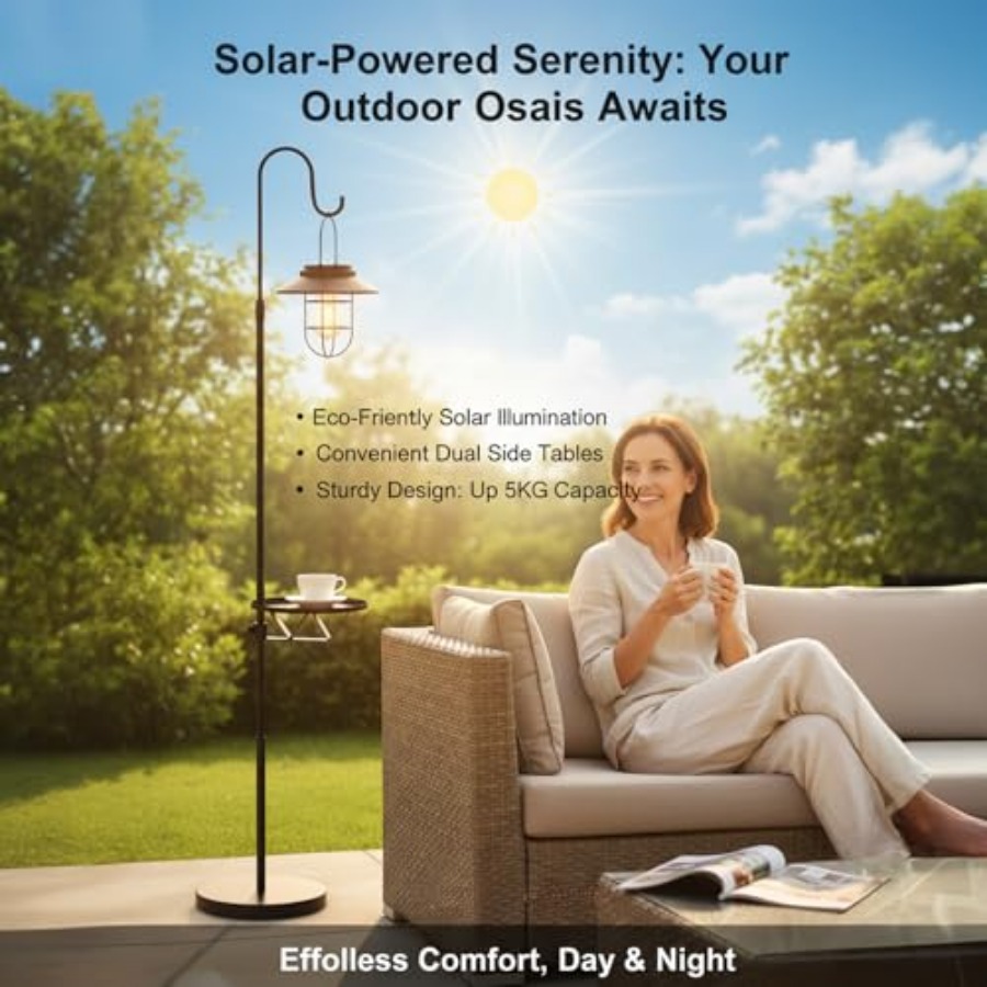 Solar Floor Lamp with Table, 6 - Outdoor Lighting For Patio review and price