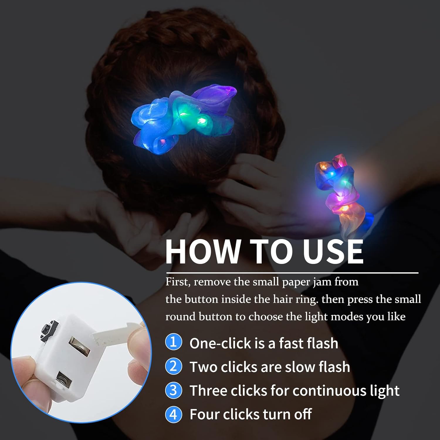 6pcs LED Scrunchies Hair Bands - Outdoor Lighting Effects review and price