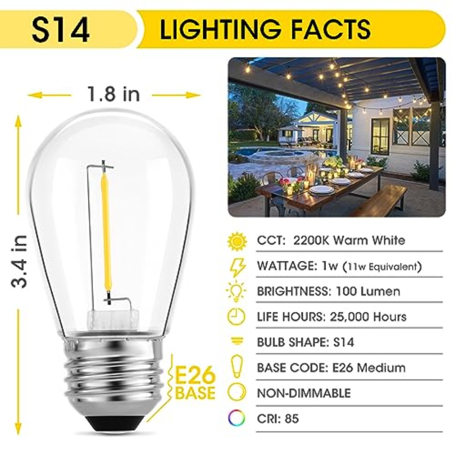 36 Pack S14 LED Bulbs for Outd - Outdoor Lighting For Patio review and price