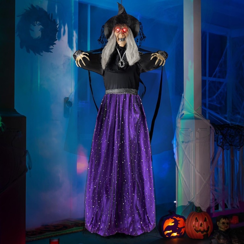 47'' Animated Witch Halloween  - Outdoor Lighting Effects review and price