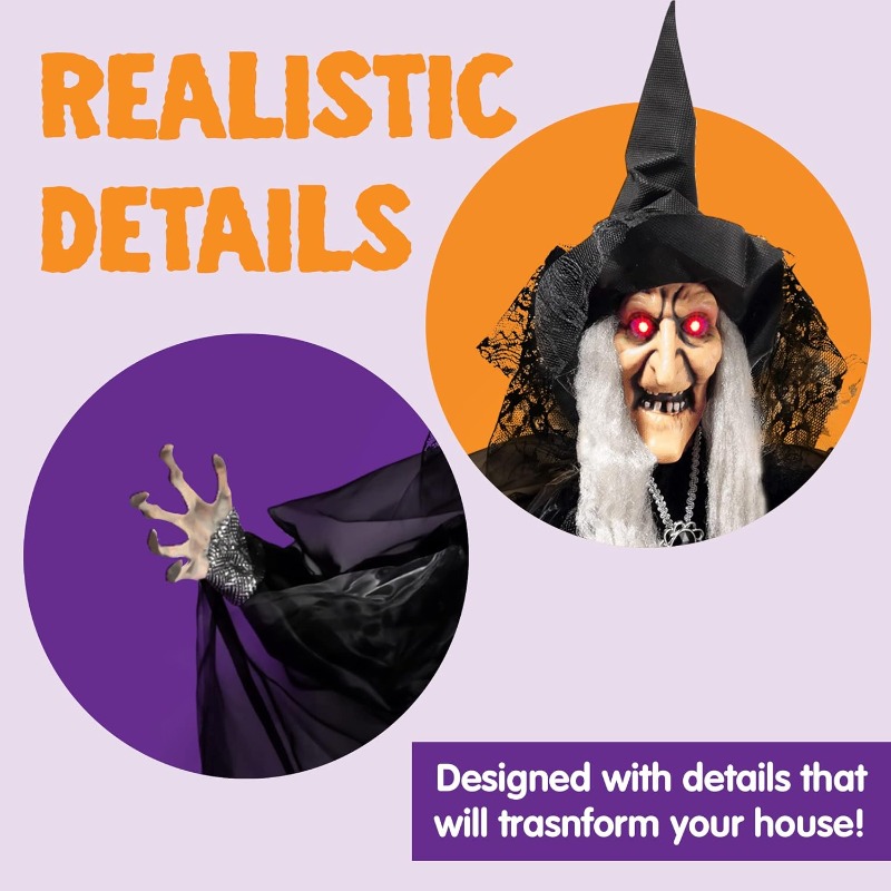 47'' Animated Witch Halloween  - Outdoor Lighting Effects review and price